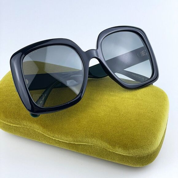 NEW Gucci GG0713S 006 Black Green Gray Gradient Oversized Woman Sunglasses - Picture 1 of 11